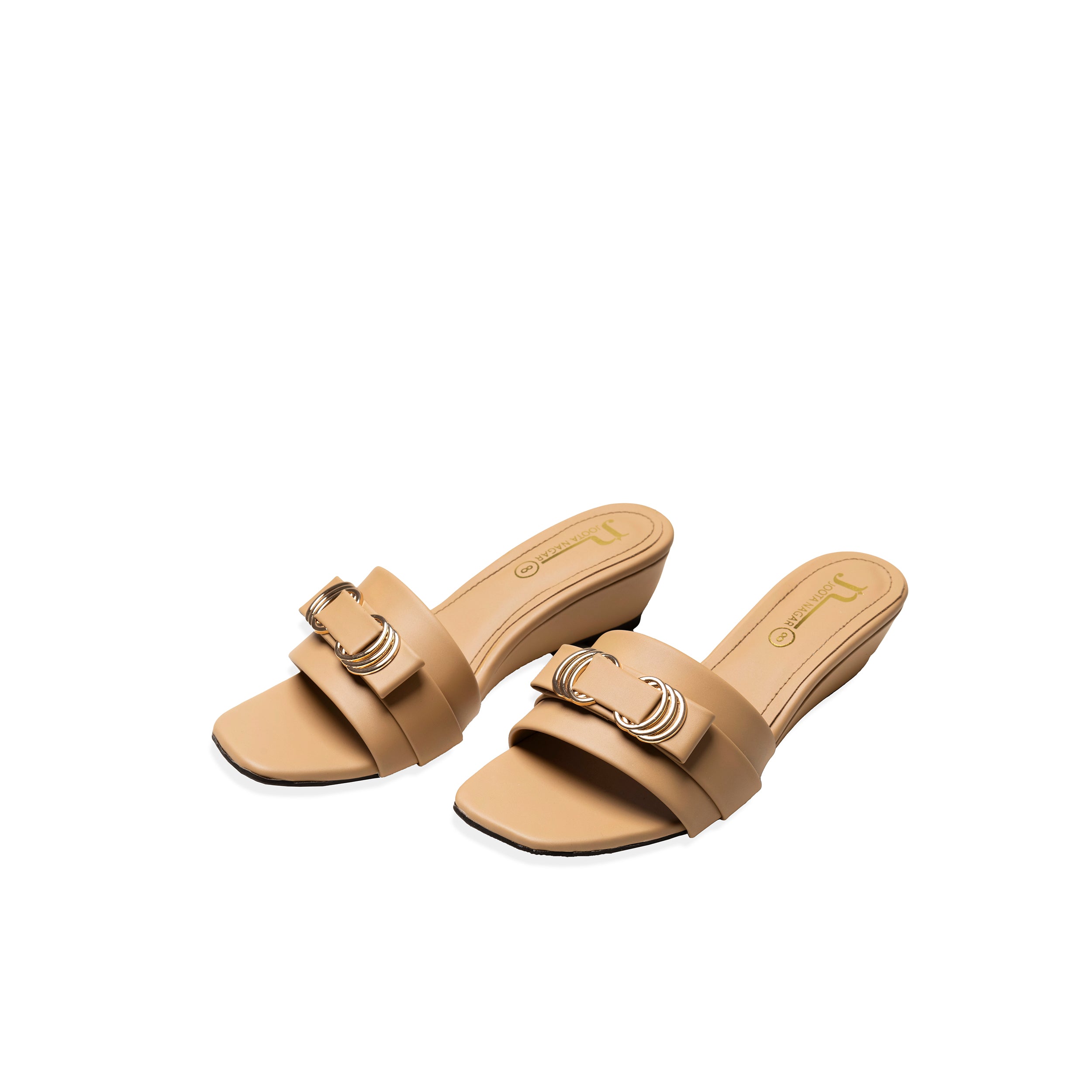 Beige Buckle Wedge