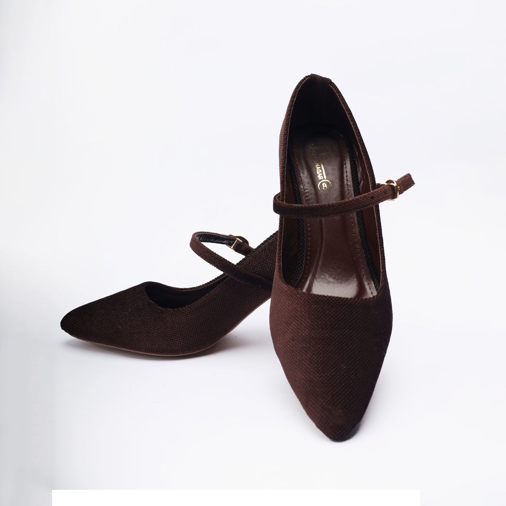 Brown Striper Block Heels