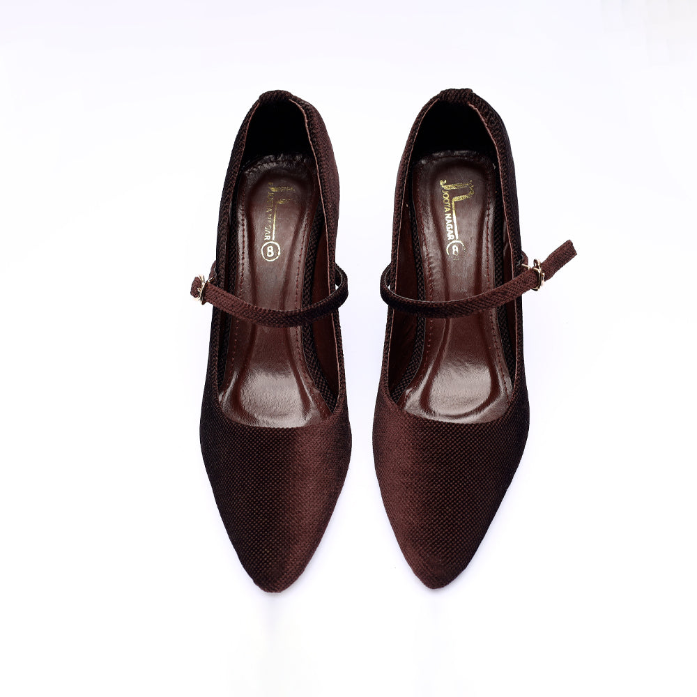 Brown Striper Block Heels