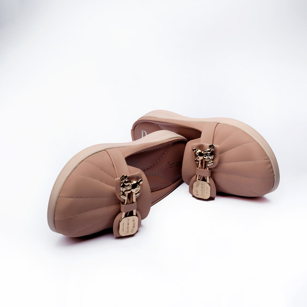 Peach Casual PU Comfort Sleeper Back Open Pumps