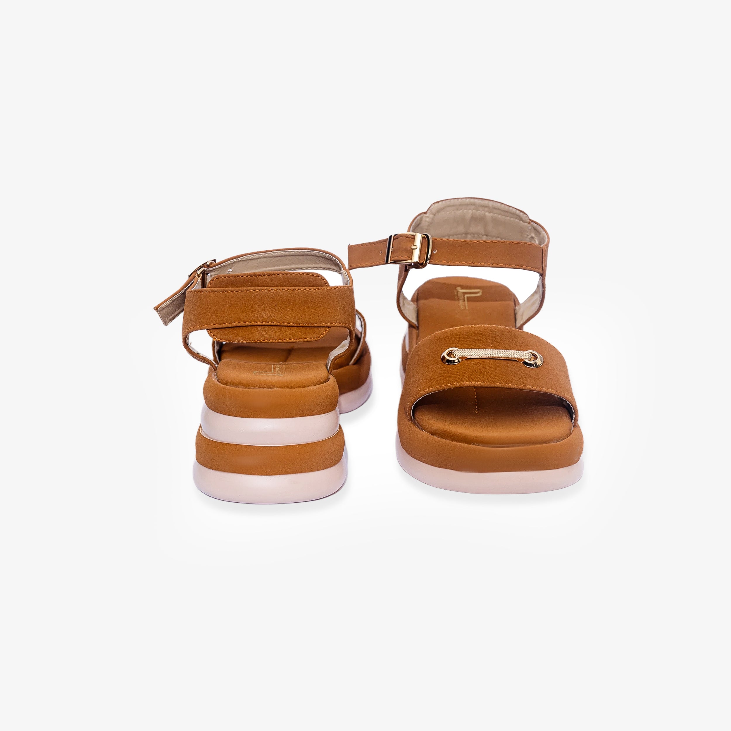 Golden Tan Straps Sandals PU