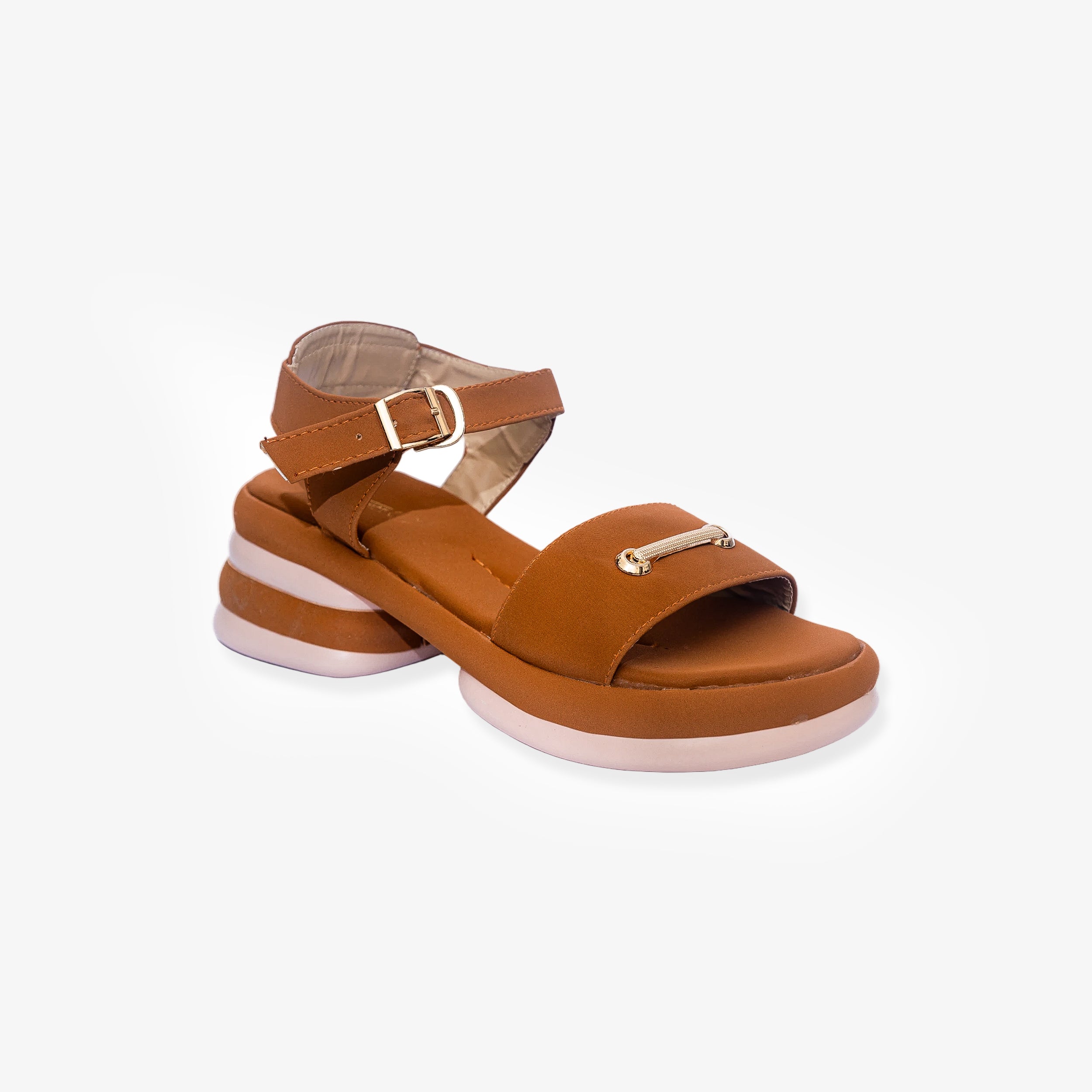 Golden Tan Straps Sandals PU