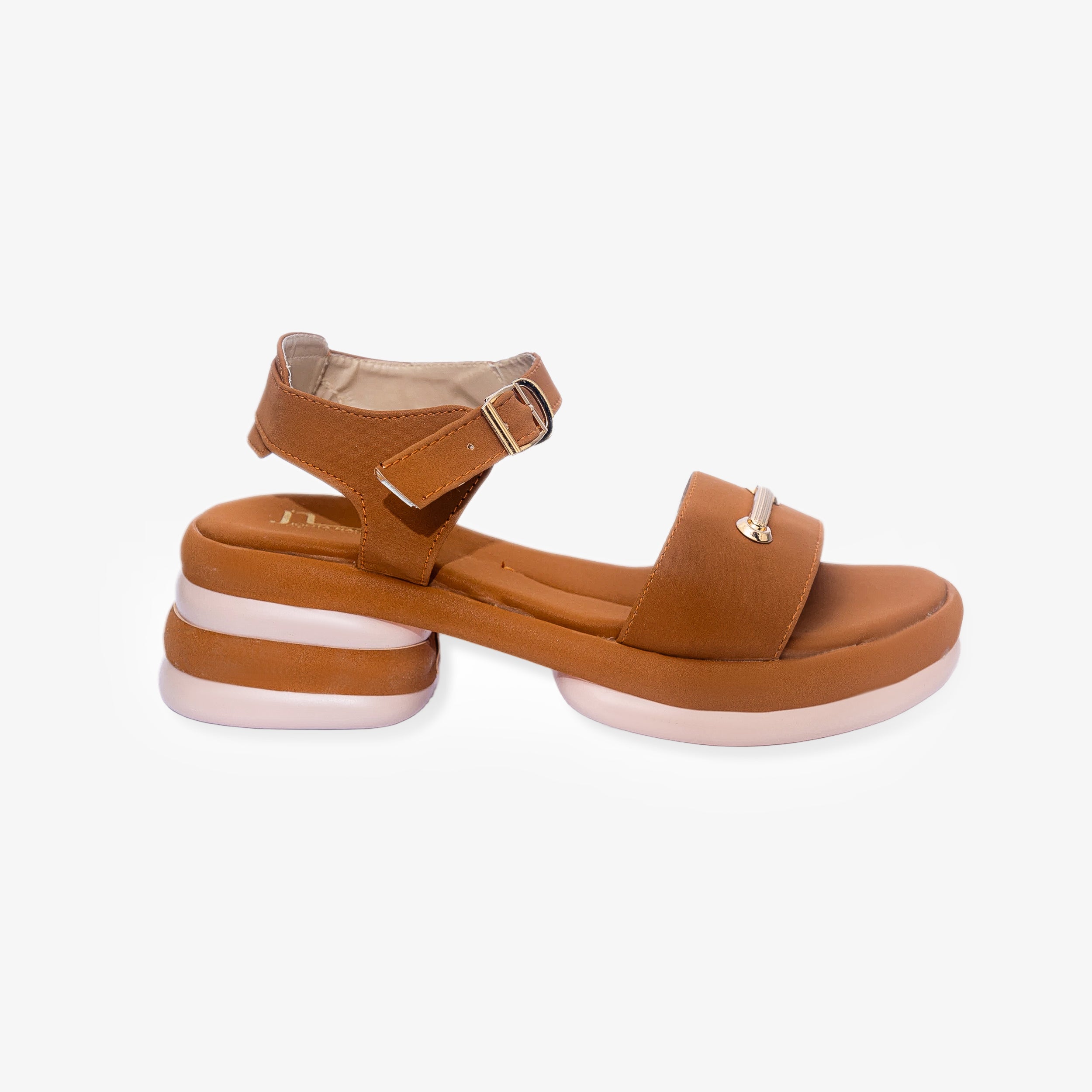 Golden Tan Straps Sandals PU