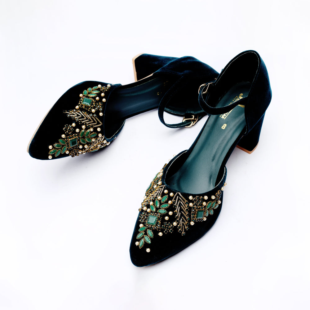Zinc Fancy Block Heel Karhai Half Court Shoes