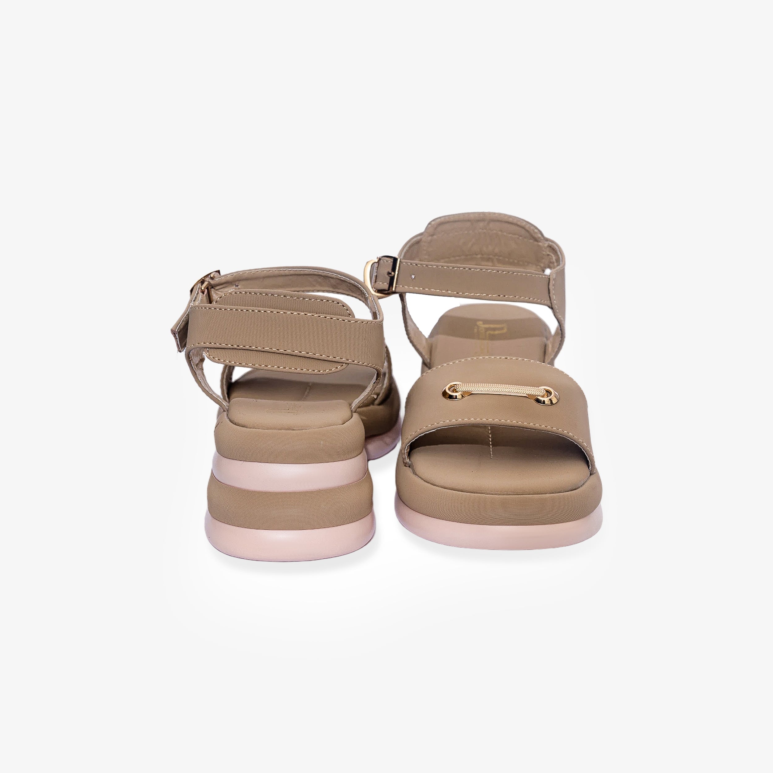 Nude Beige Straps Sandals PU