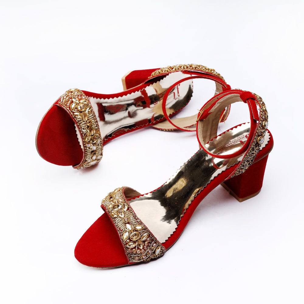 Bridal Fancy Back & Front Karhai Block Heel Sandals