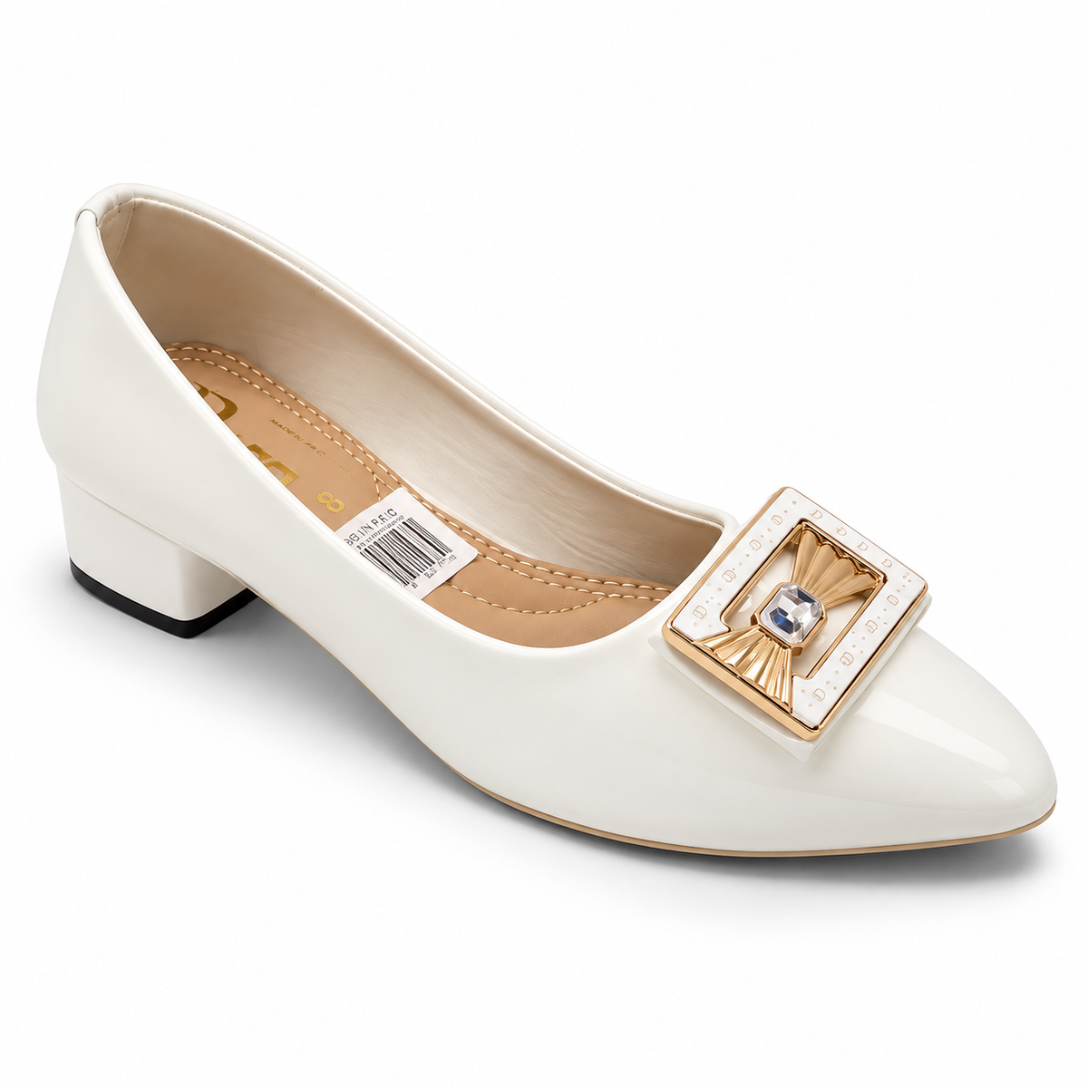 Patent Fancy Buckle Court Shoe