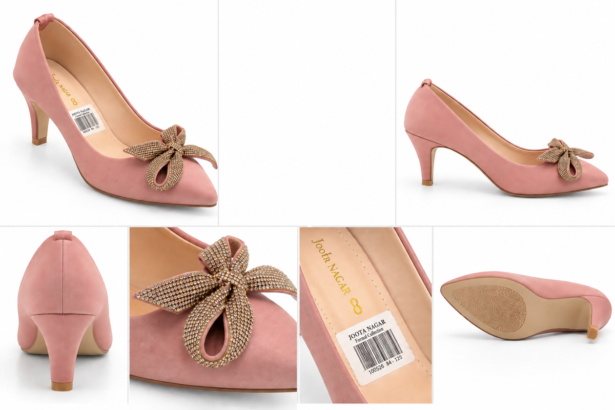 Crystal Bow Ladies Court Heel