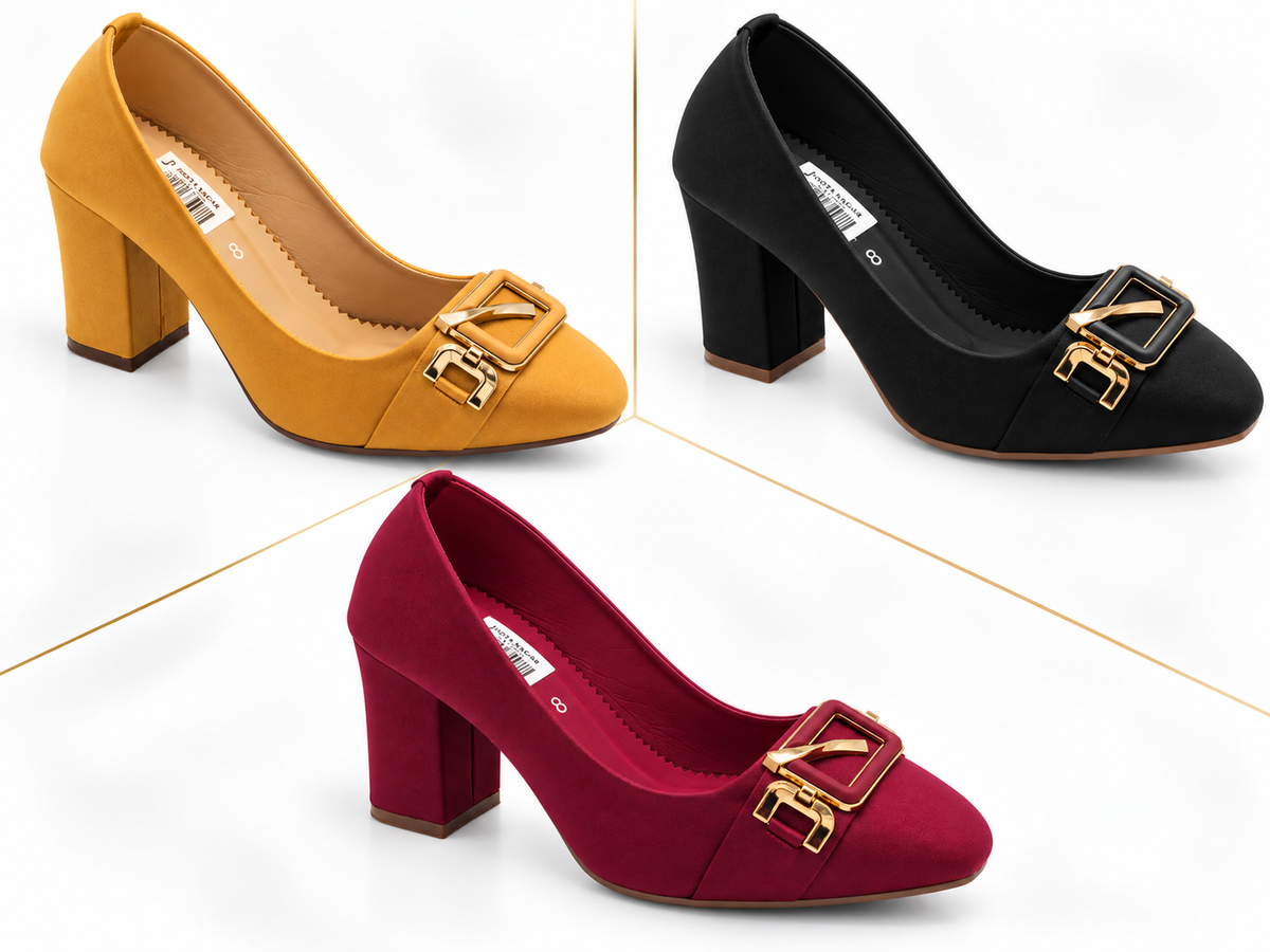 Elegant Buckle Block Heel Pump