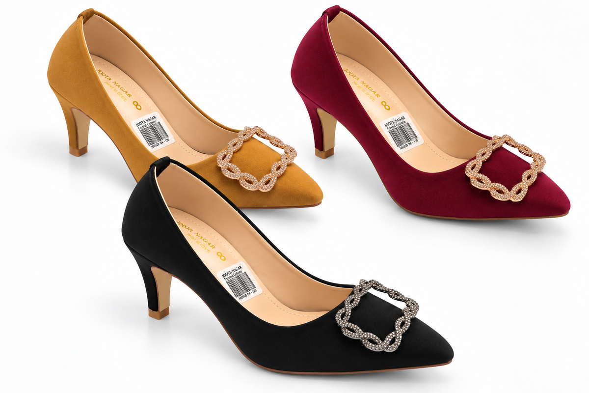 Crystal Chain Buckle Heel
