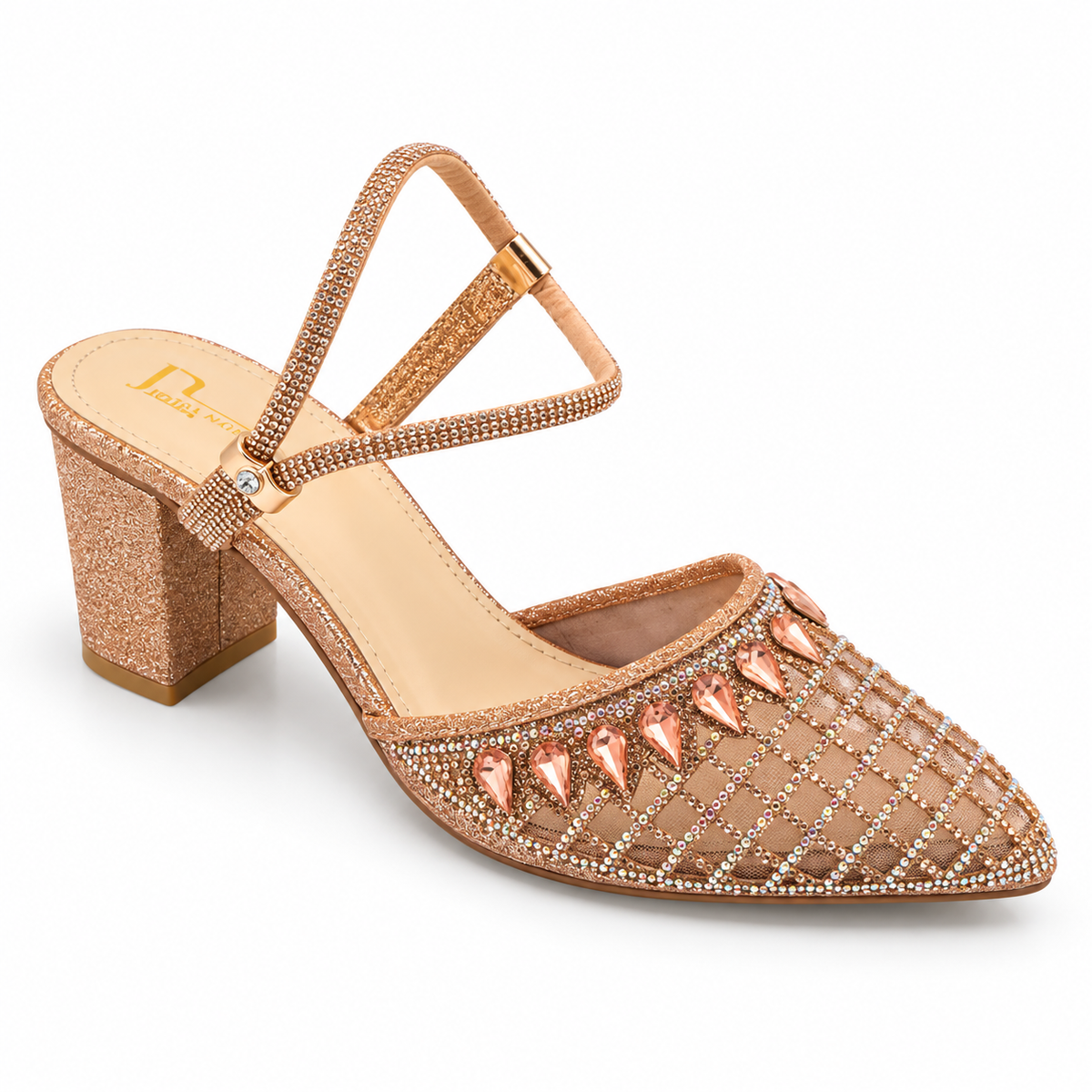 Fancy Embellished Block Heel Sandals