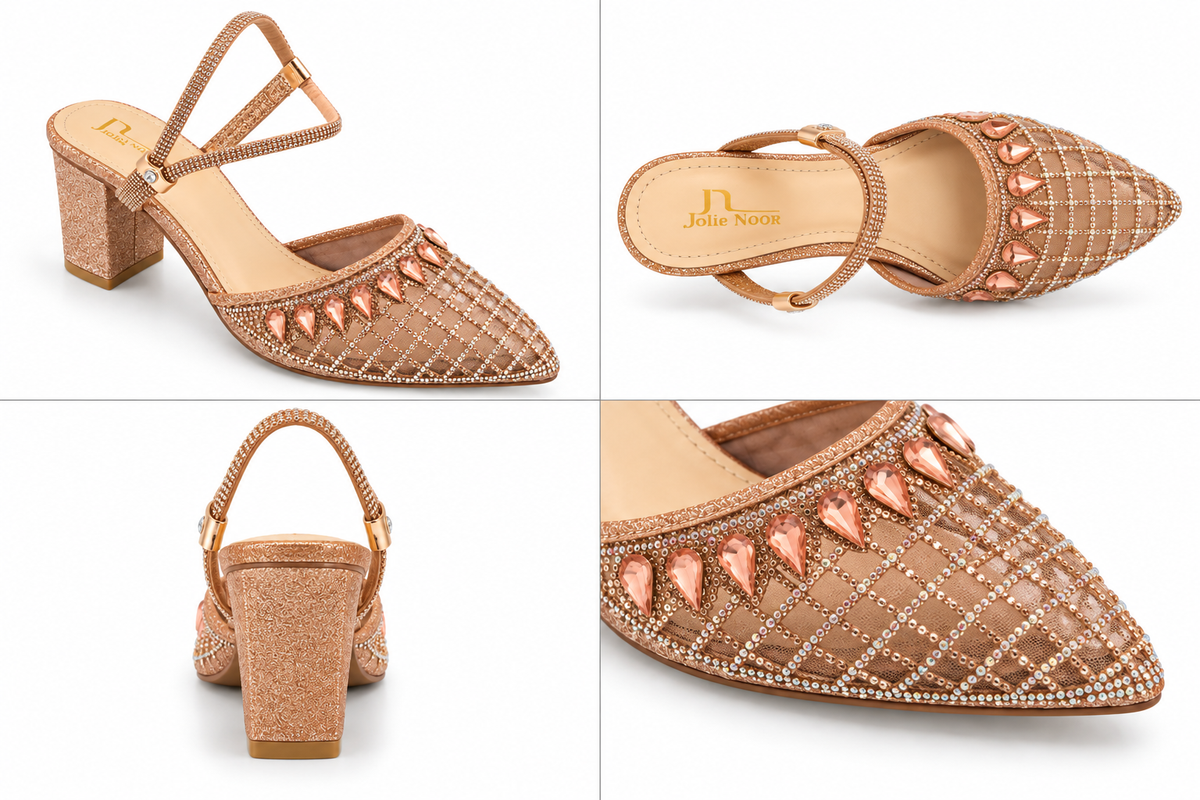 Fancy Embellished Block Heel Sandals
