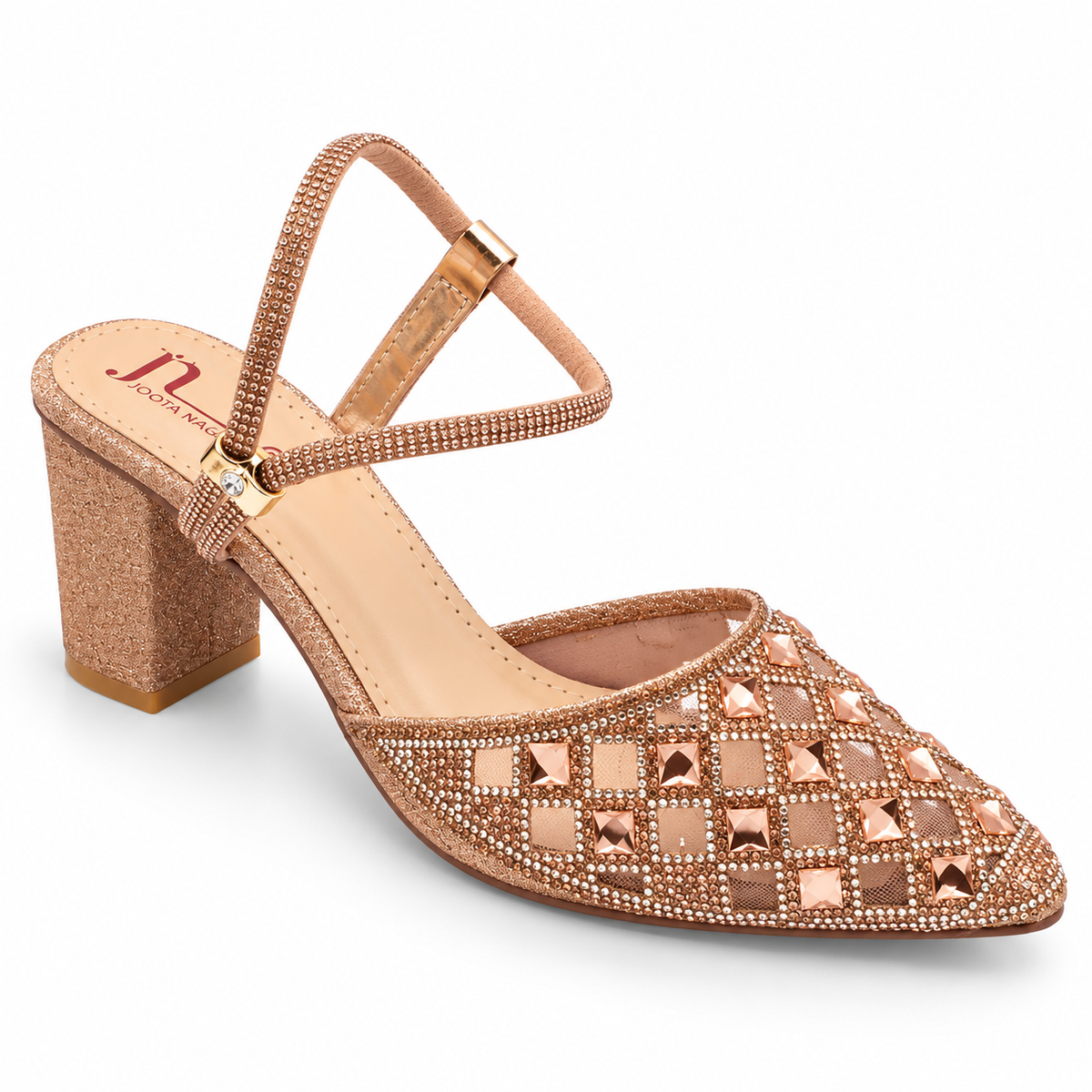 Fancy Embellished Block Heel Sandal