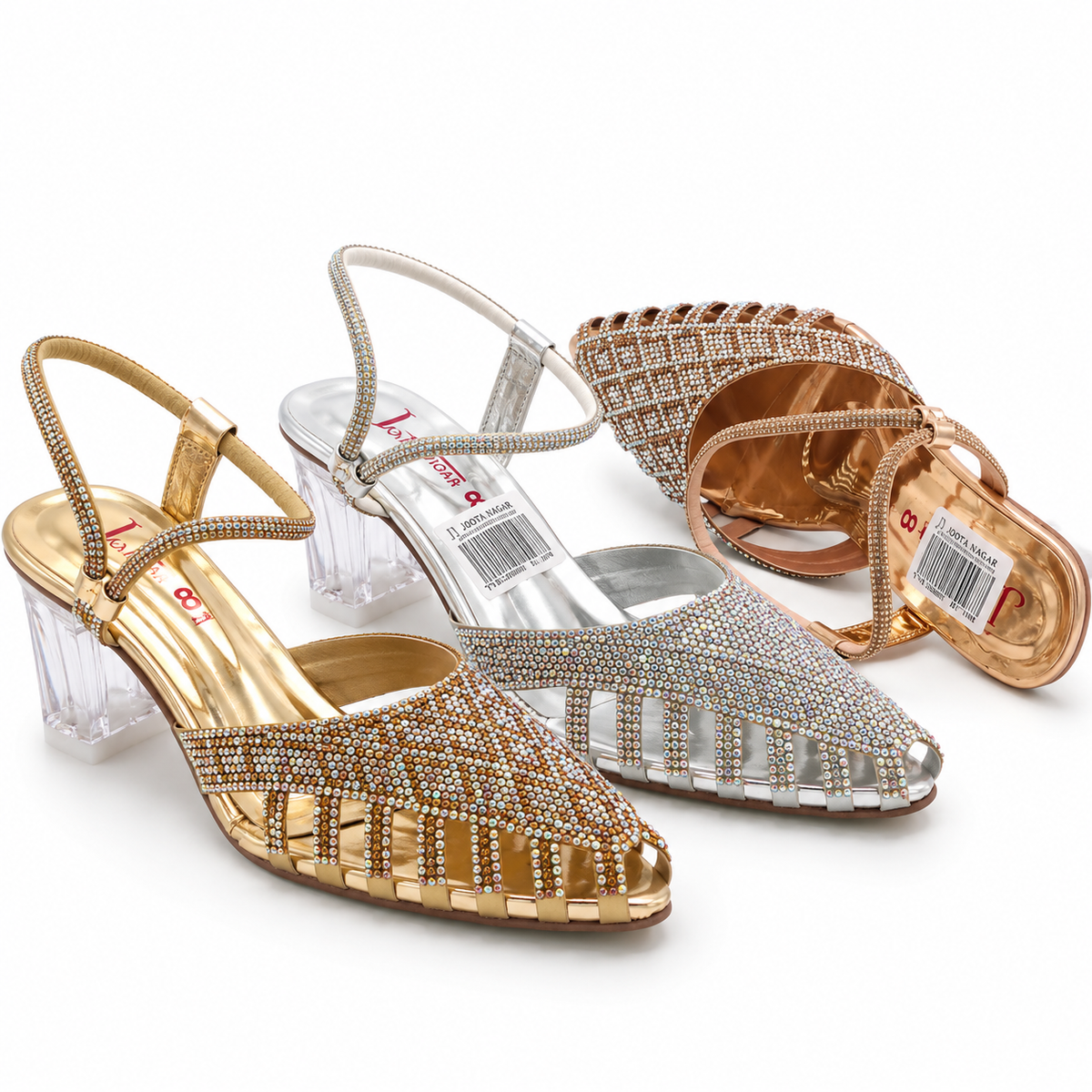 Fancy Crystal Transparent Heel Sandals