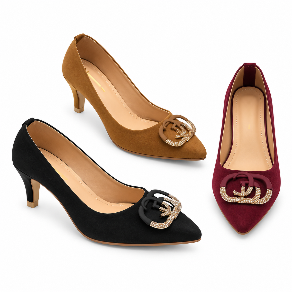Elegant Crystal Buckle Court shoe