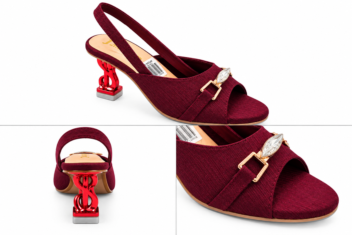 Fancy Crystal Buckle Slingback Sandals