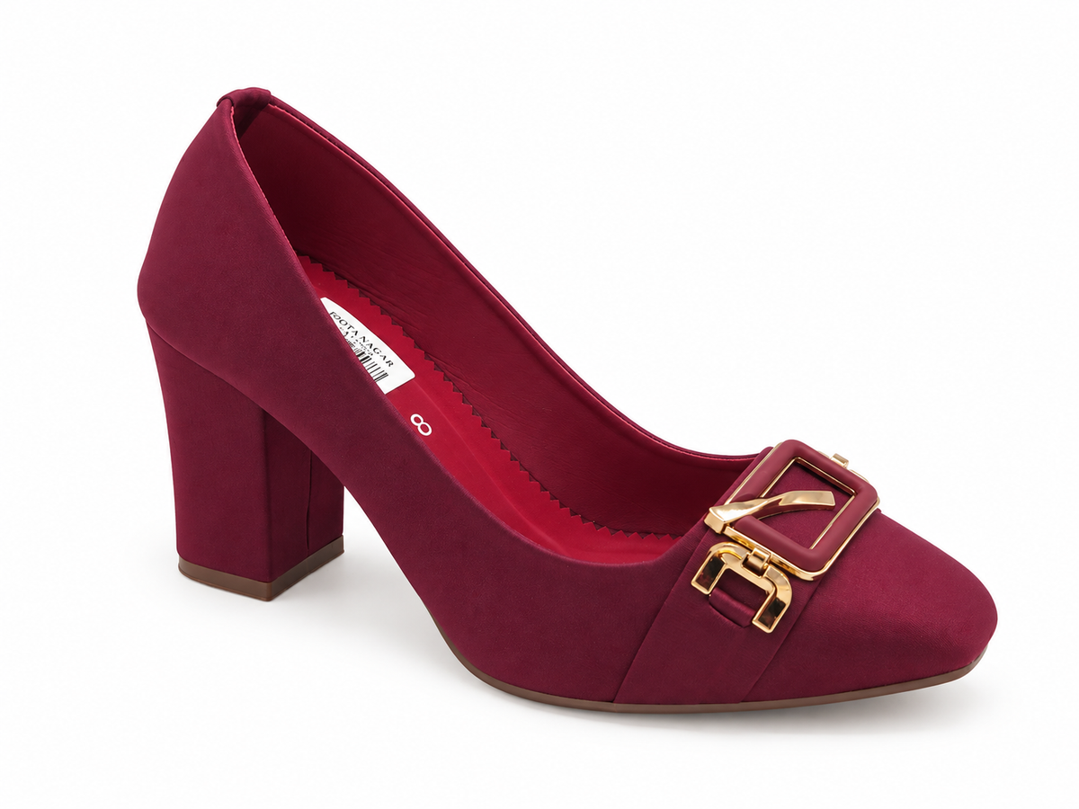 Elegant Buckle Block Heel Pump