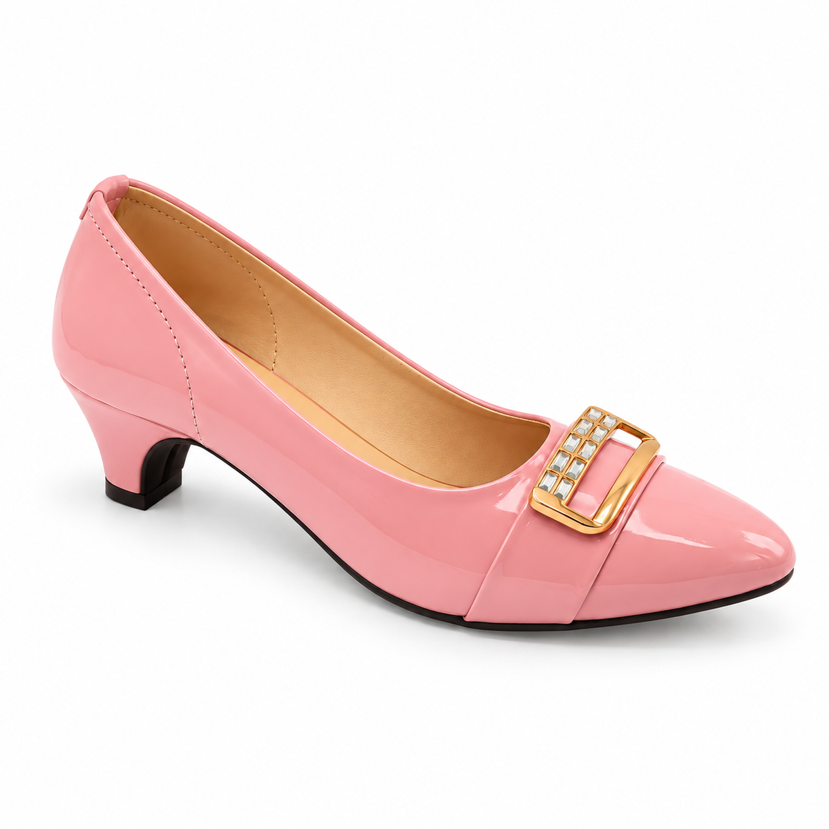 Fancy Buckle Patten Heel Pumps