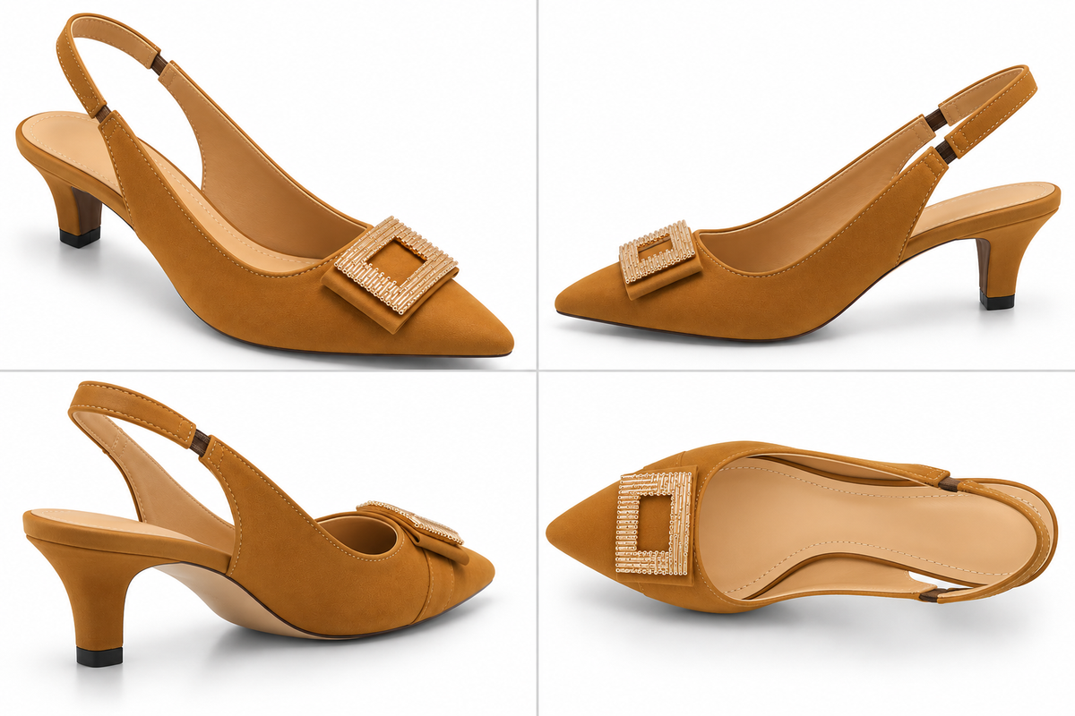Fancy Buckle Slingback Heel
