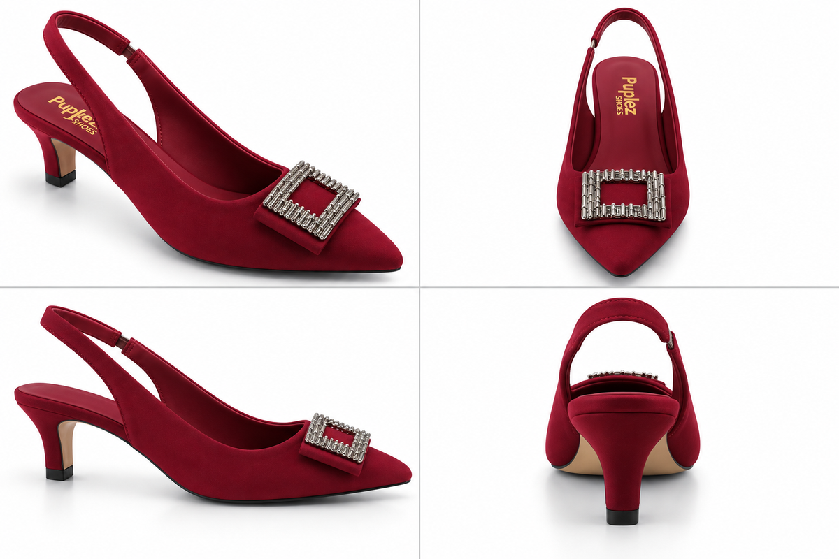 Fancy Buckle Slingback Heel