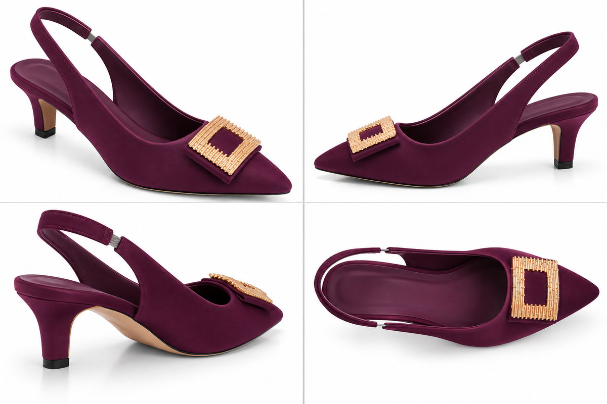 Fancy Buckle Slingback Heel