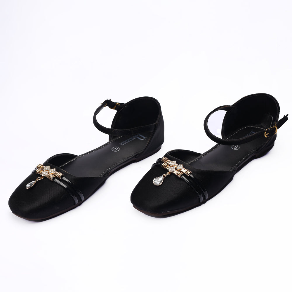 Black Flat Half Pumps Gel Sole