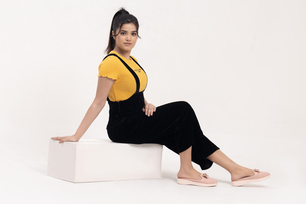 Peach Casual PU Comfort Sleeper Back Open Pumps