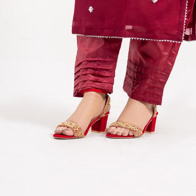Bridal Fancy Back & Front Karhai Block Heel Sandals