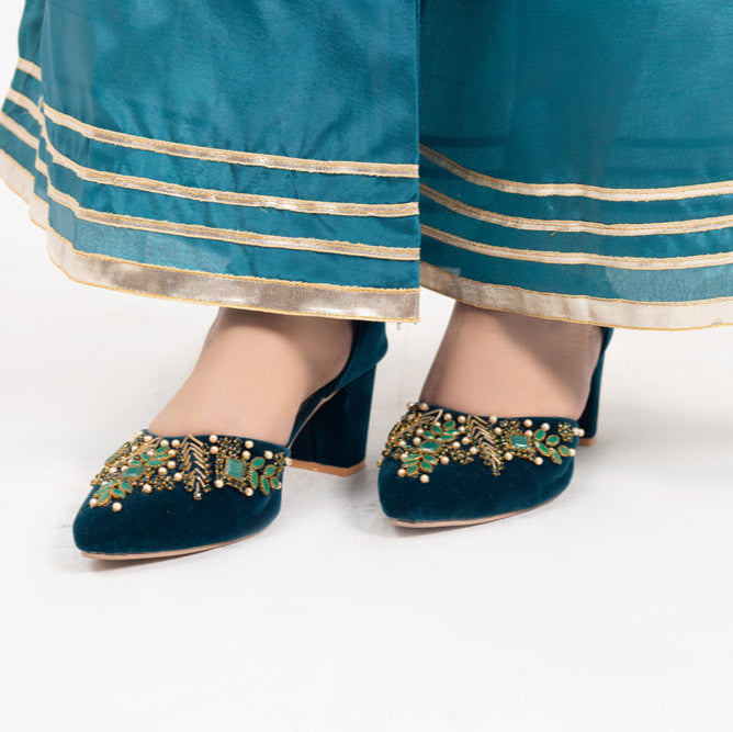 Zinc Fancy Block Heel Karhai Half Court Shoes