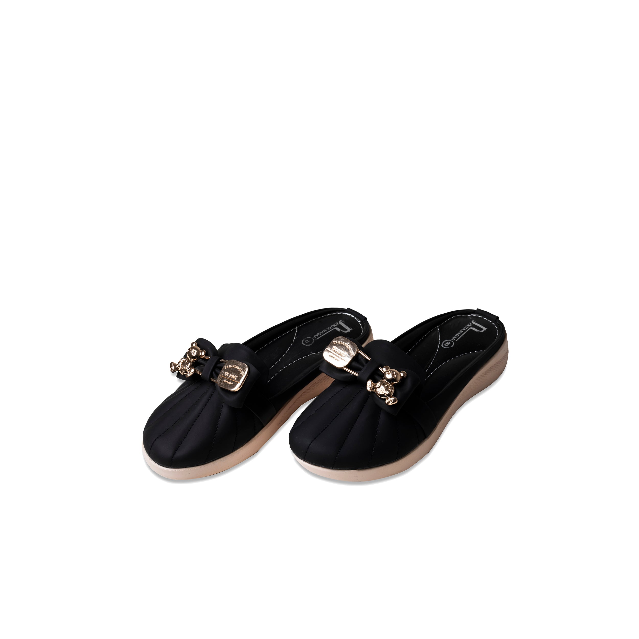 Black Casual PU Comfort Sleeper Back Open Pumps