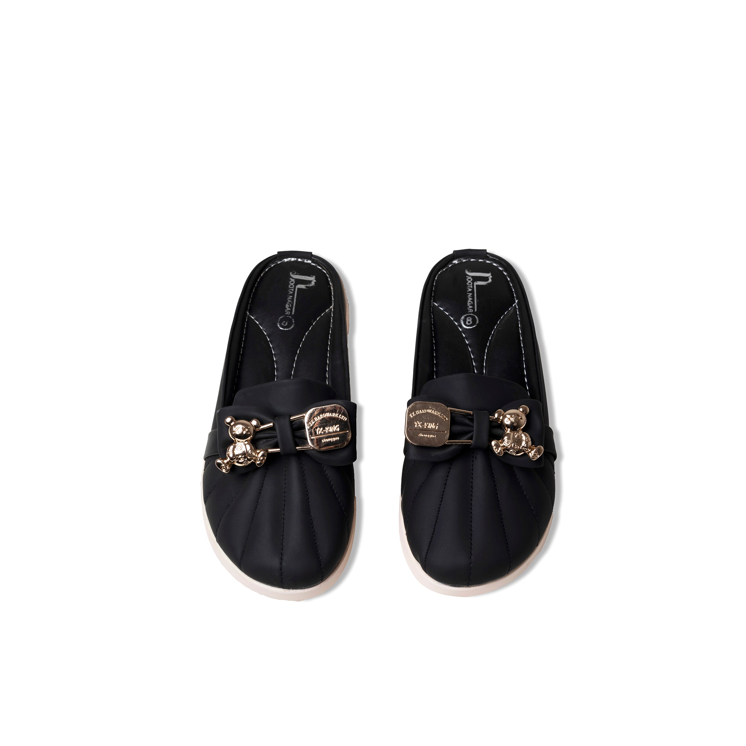 Black Casual PU Comfort Sleeper Back Open Pumps