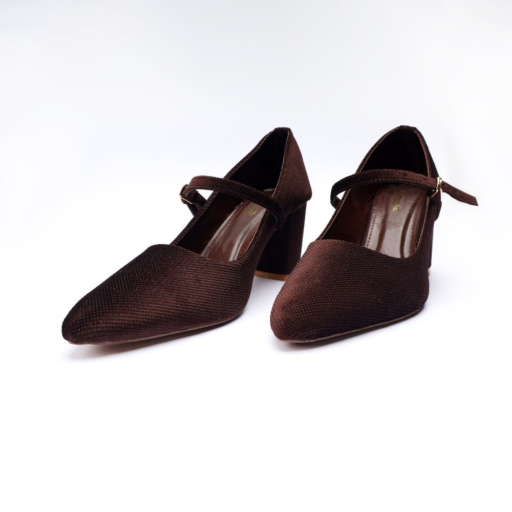 Brown Striper Block Heels