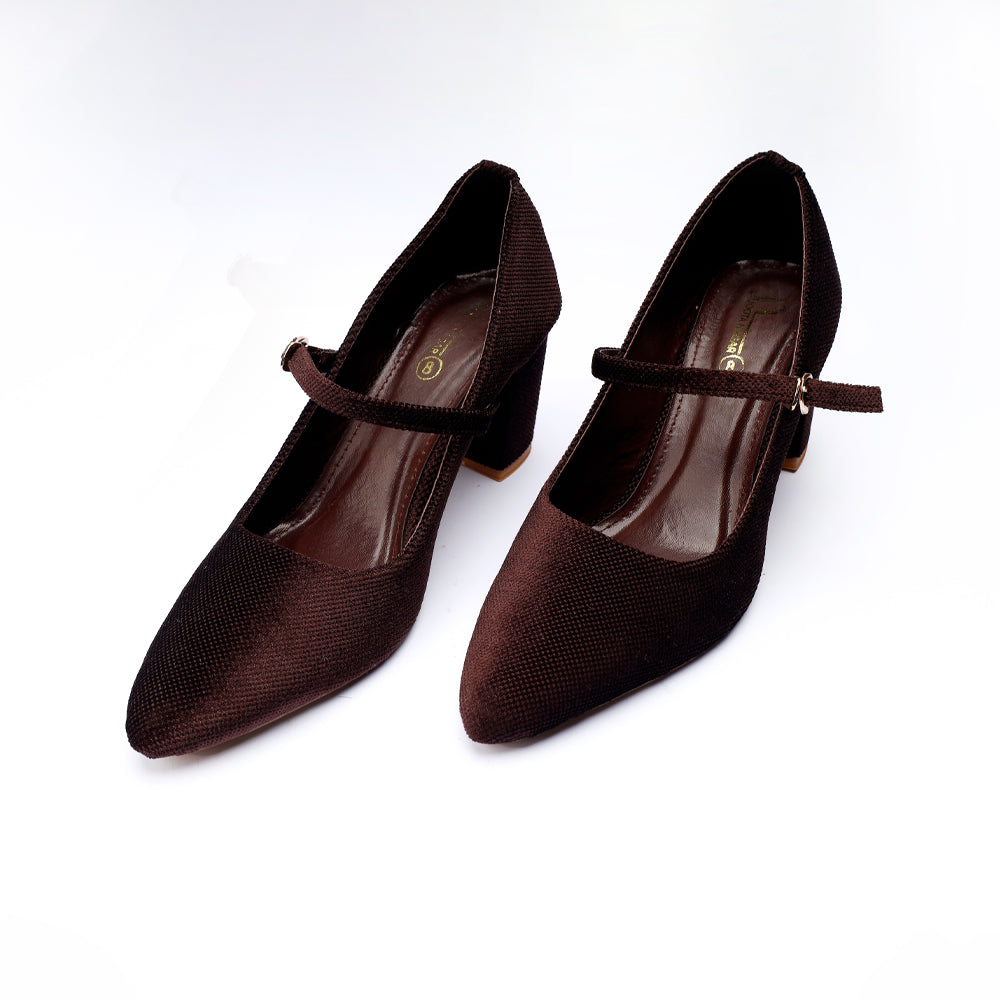 Brown Striper Block Heels