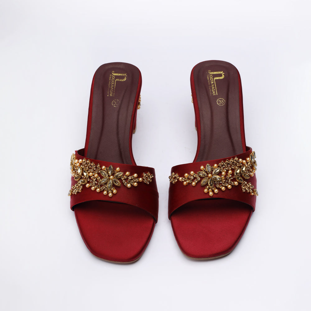 Maroon Facny Karhai Heel Sleeper Rip