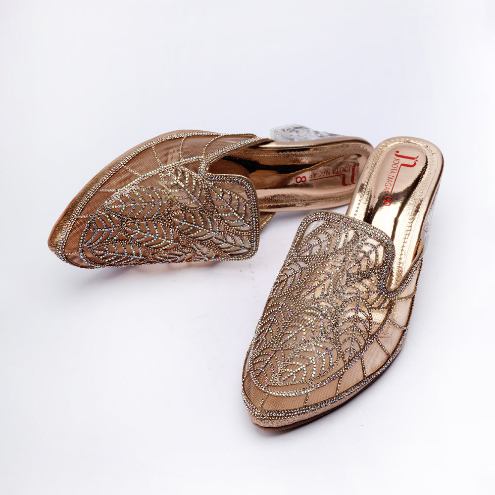 Golden Fancy Block Heels