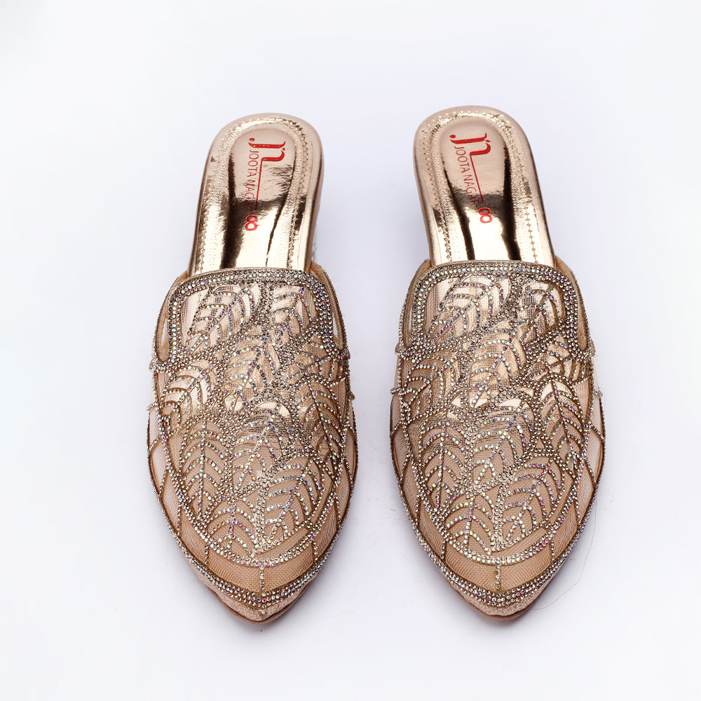 Golden Fancy Block Heels