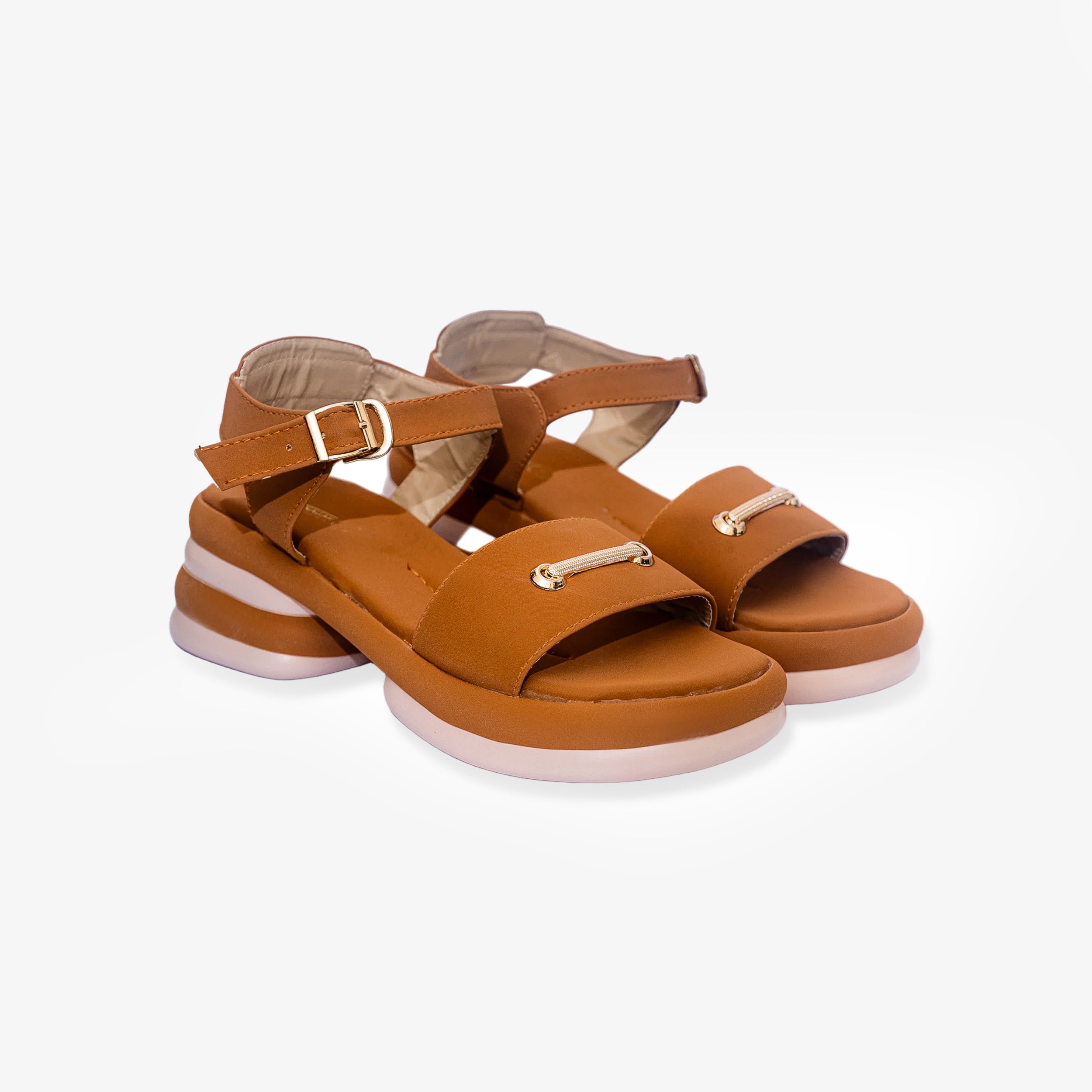 Golden Tan Straps Sandals PU