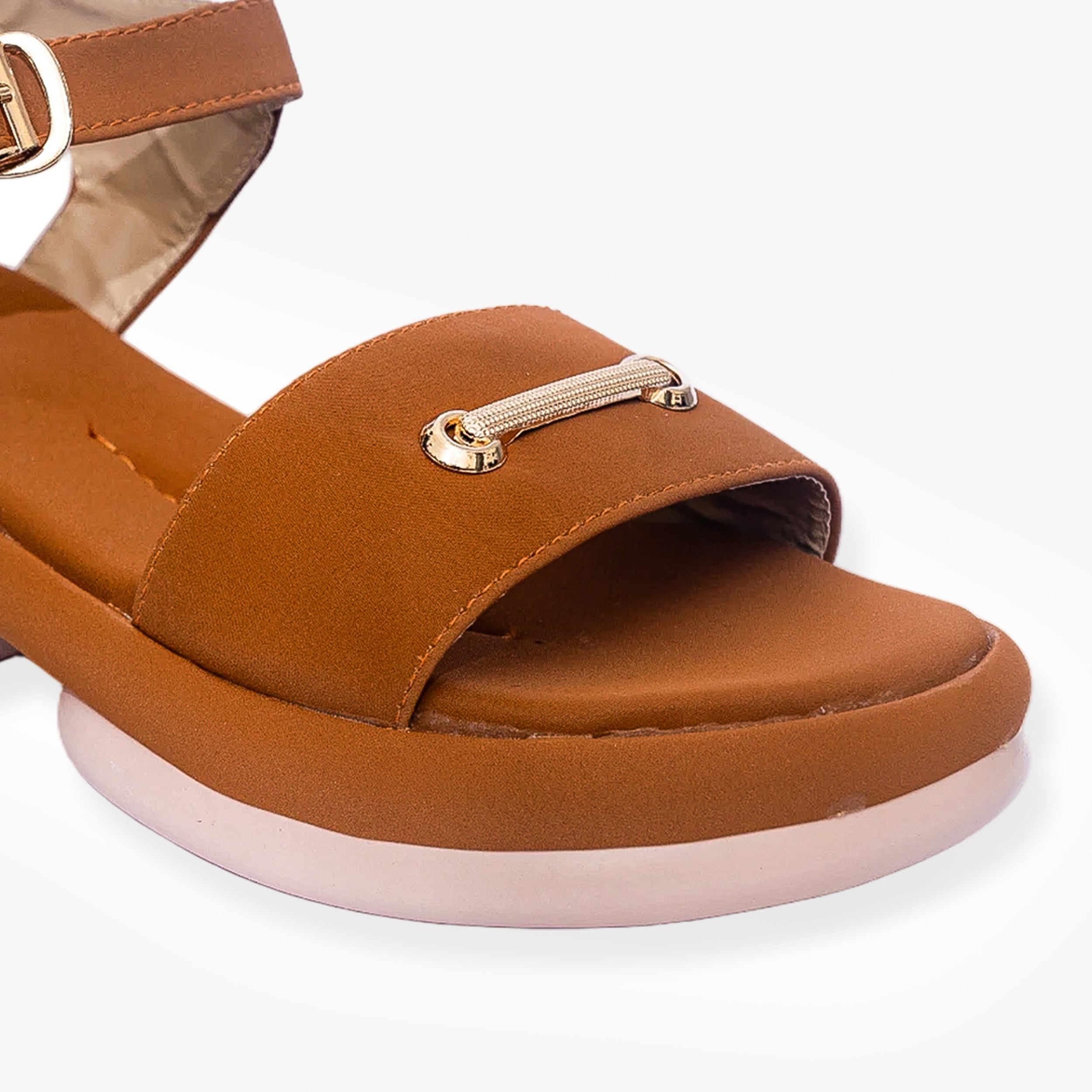 Golden Tan Straps Sandals PU