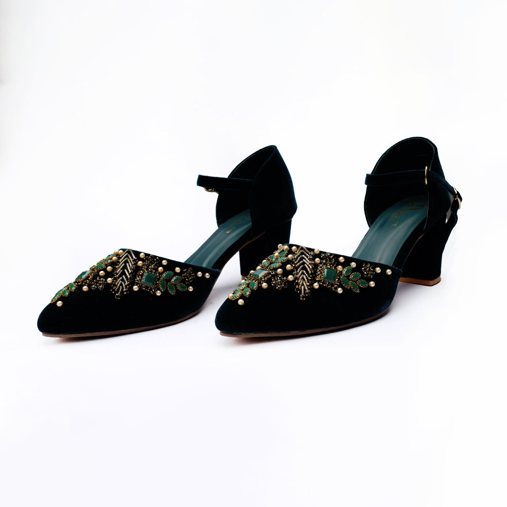 Zinc Fancy Block Heel Karhai Half Court Shoes