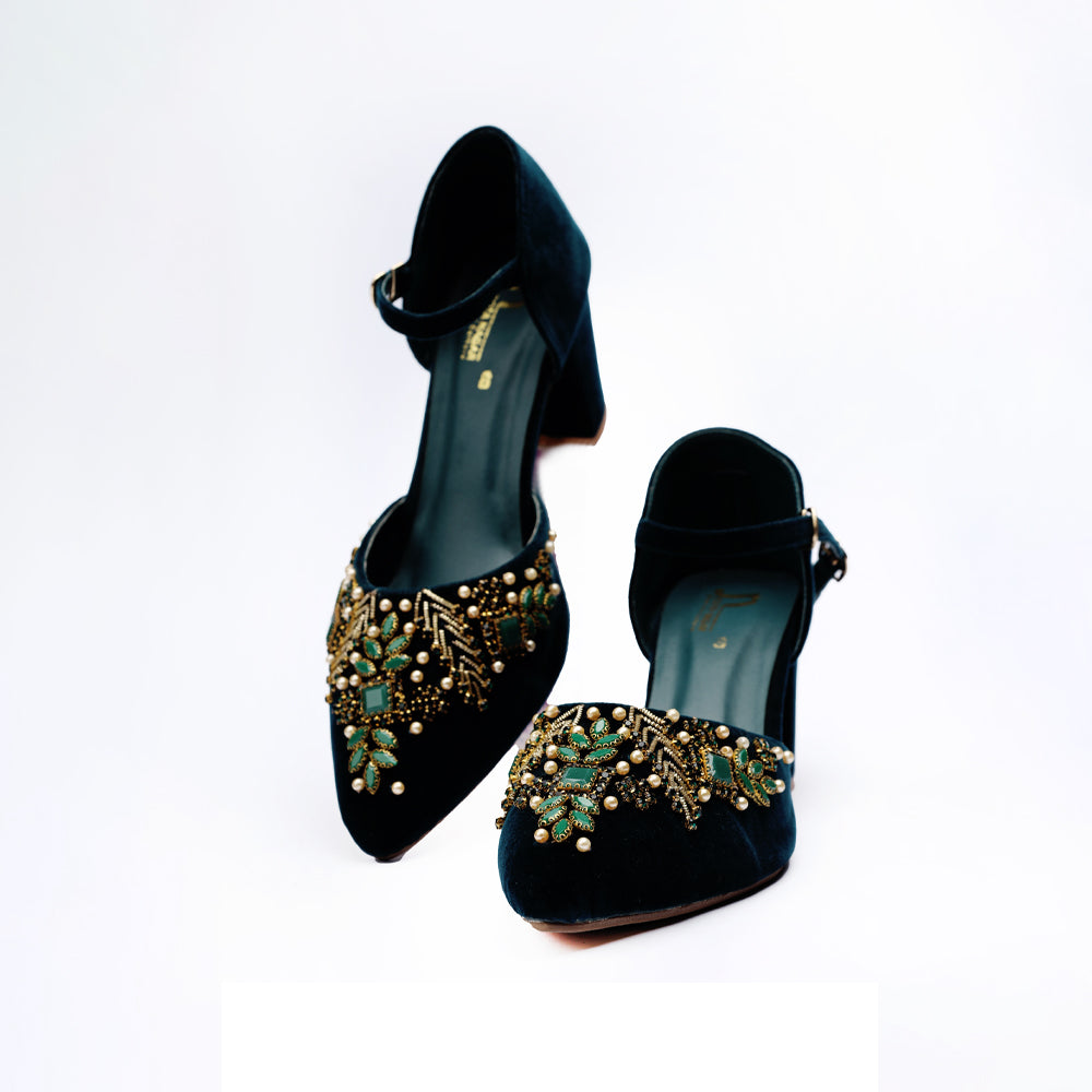 Zinc Fancy Block Heel Karhai Half Court Shoes