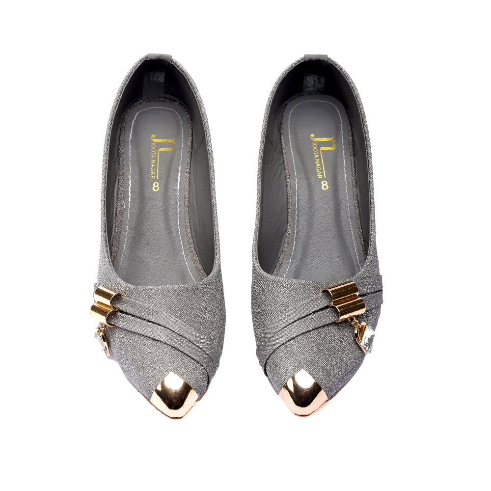 Grey Fancy Court Shoes Block Heels