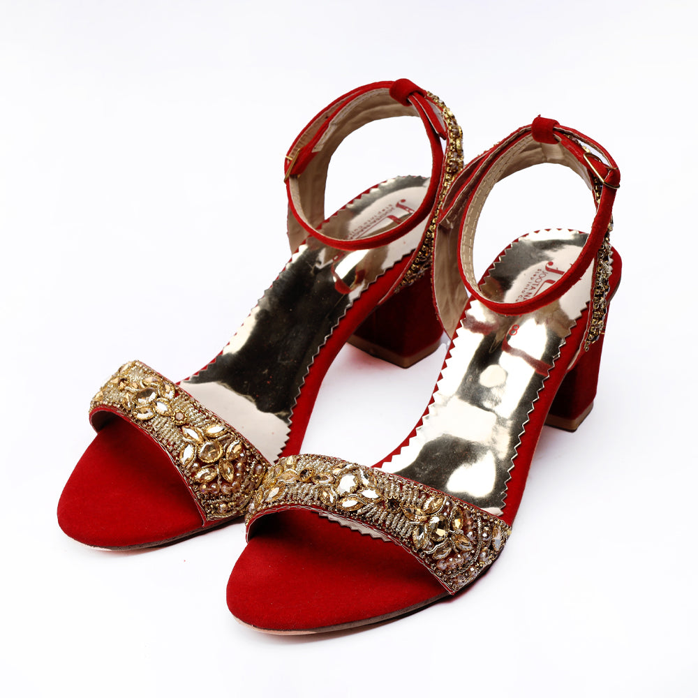 Bridal Fancy Back & Front Karhai Block Heel Sandals