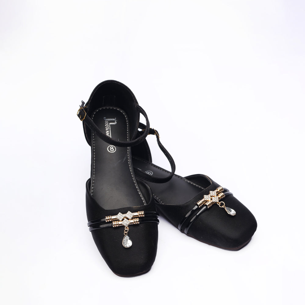 Black Flat Half Pumps Gel Sole