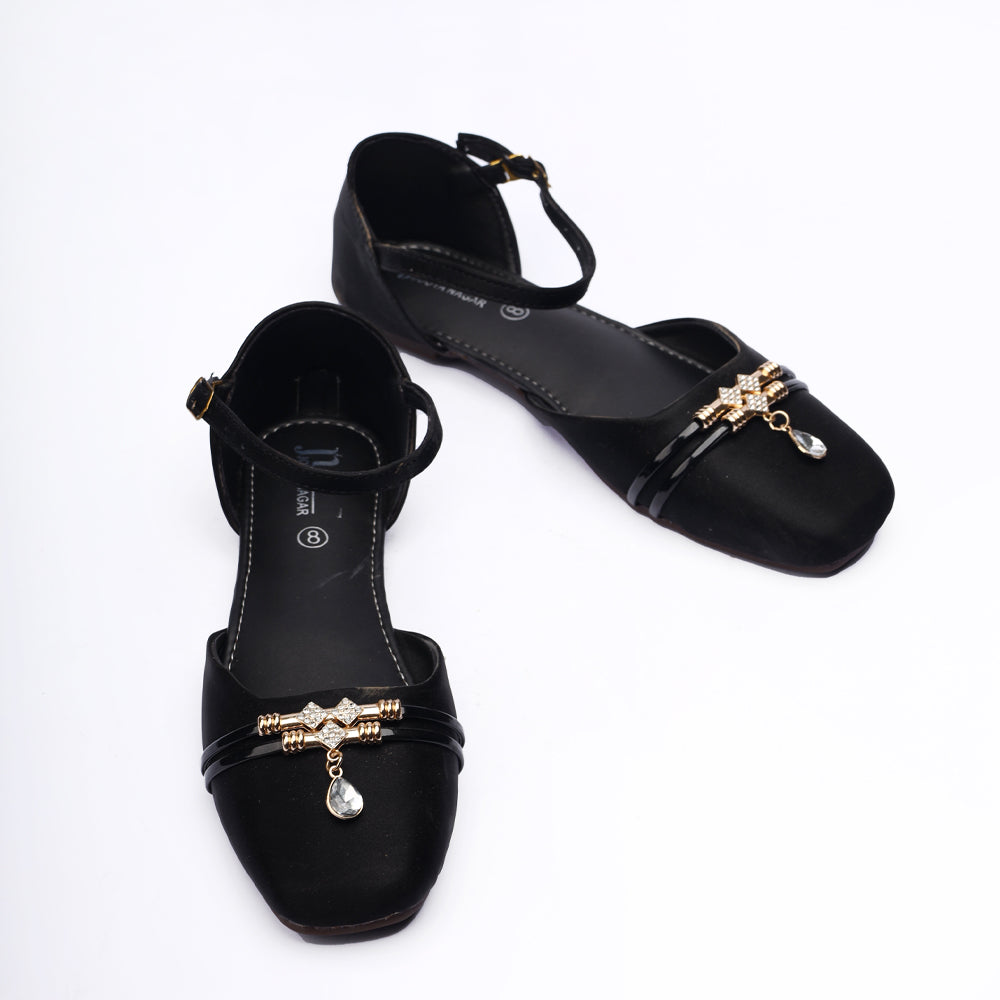 Black Flat Half Pumps Gel Sole