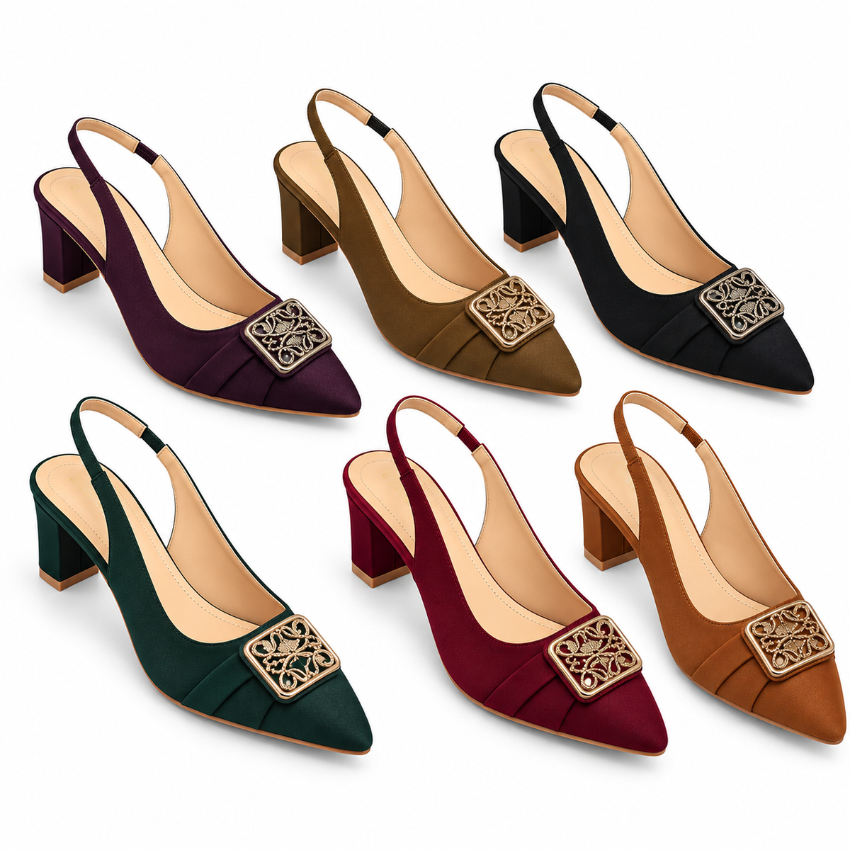 Elegant Buckle Slingback Heels