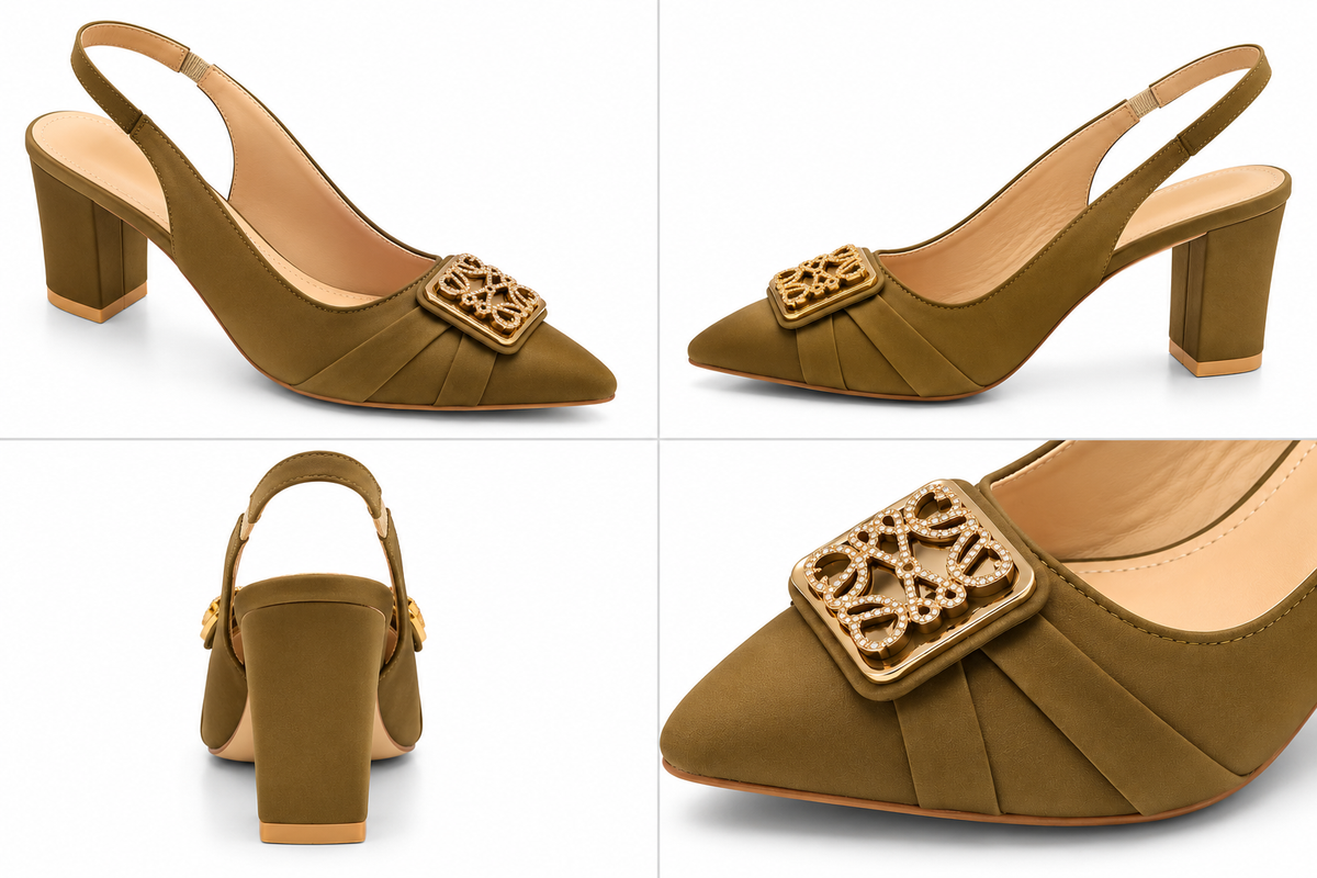 Elegant Buckle Slingback Heels