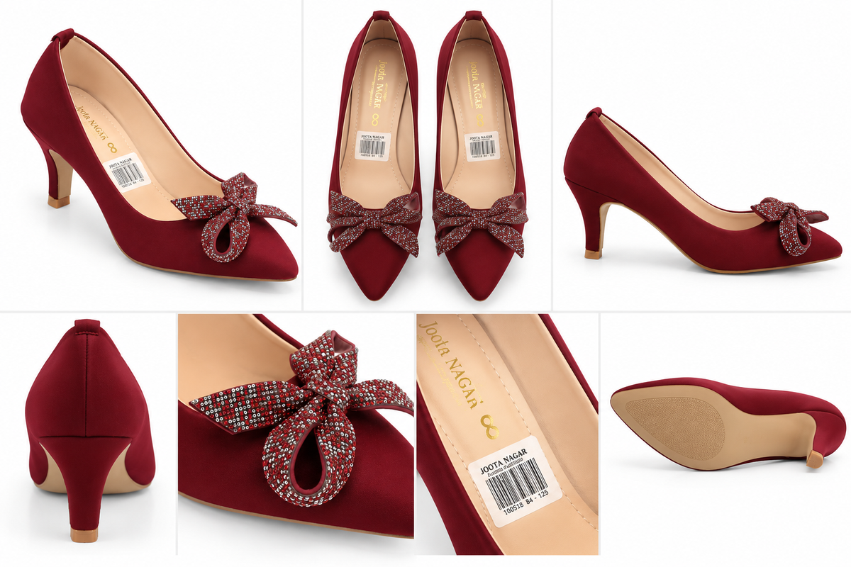 Crystal Bow Ladies Court Heel