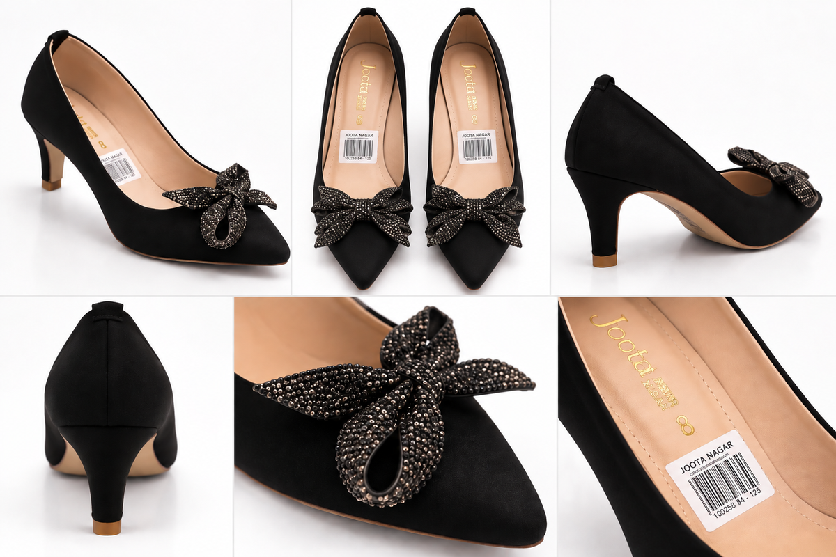 Crystal Bow Ladies Court Heel