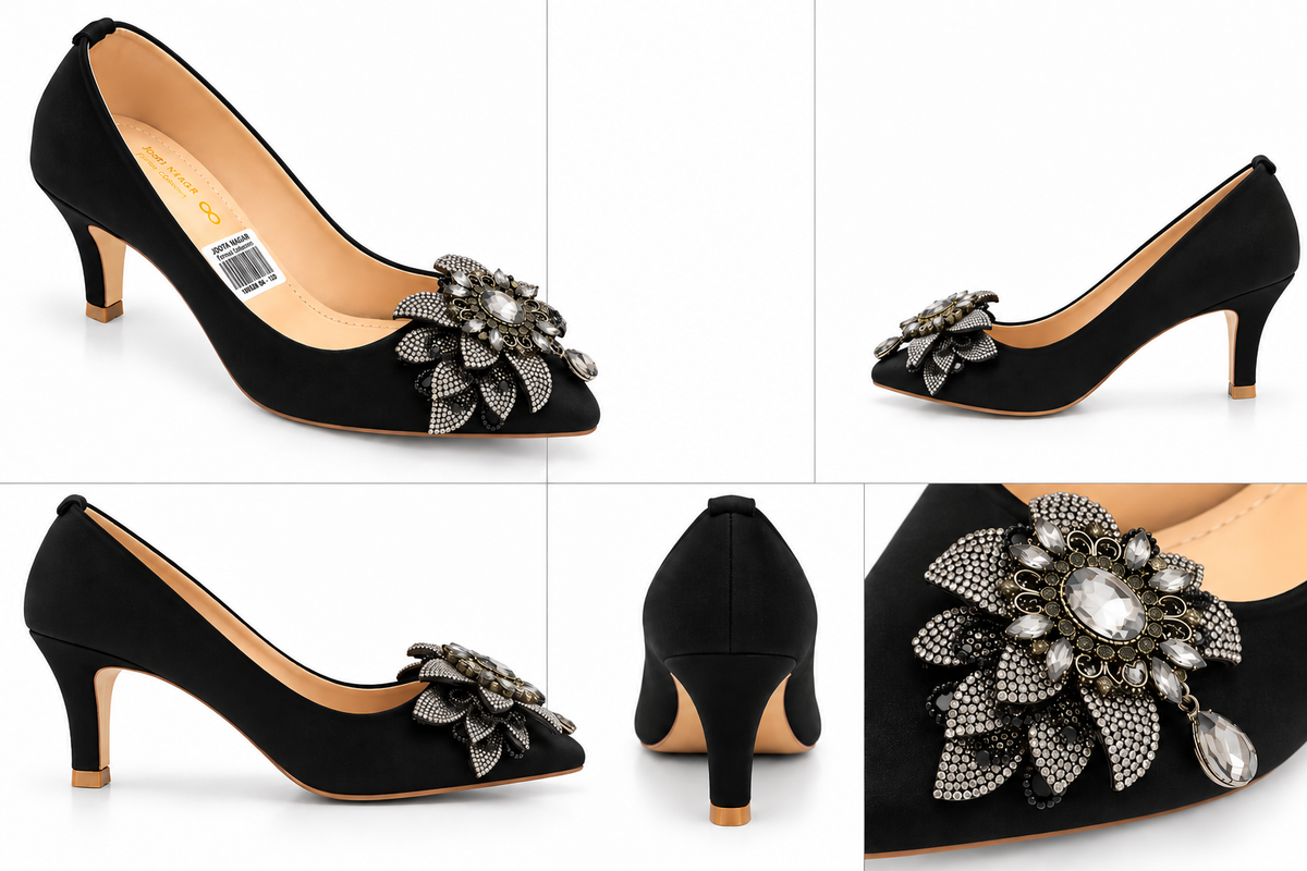 Crystal Flower Court Heel