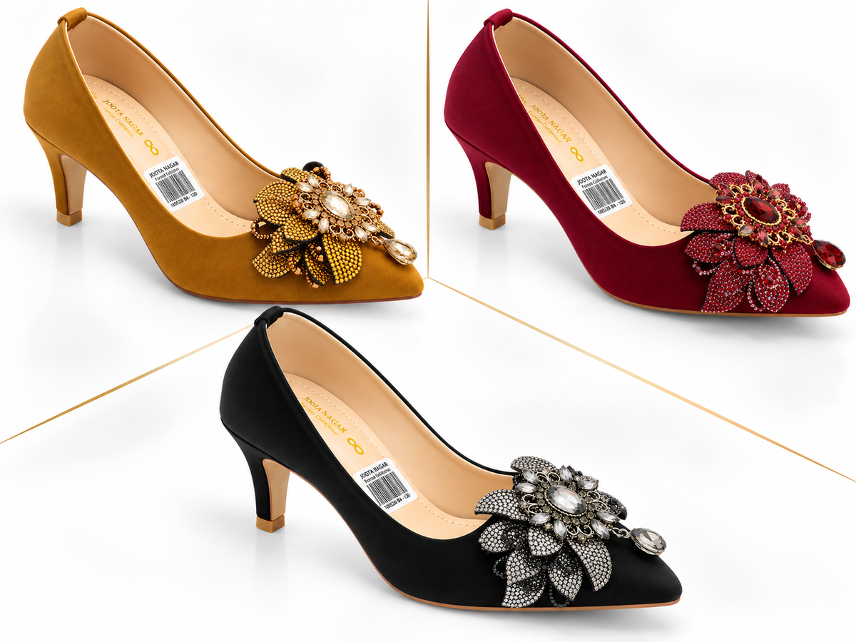Crystal Flower Court Heel